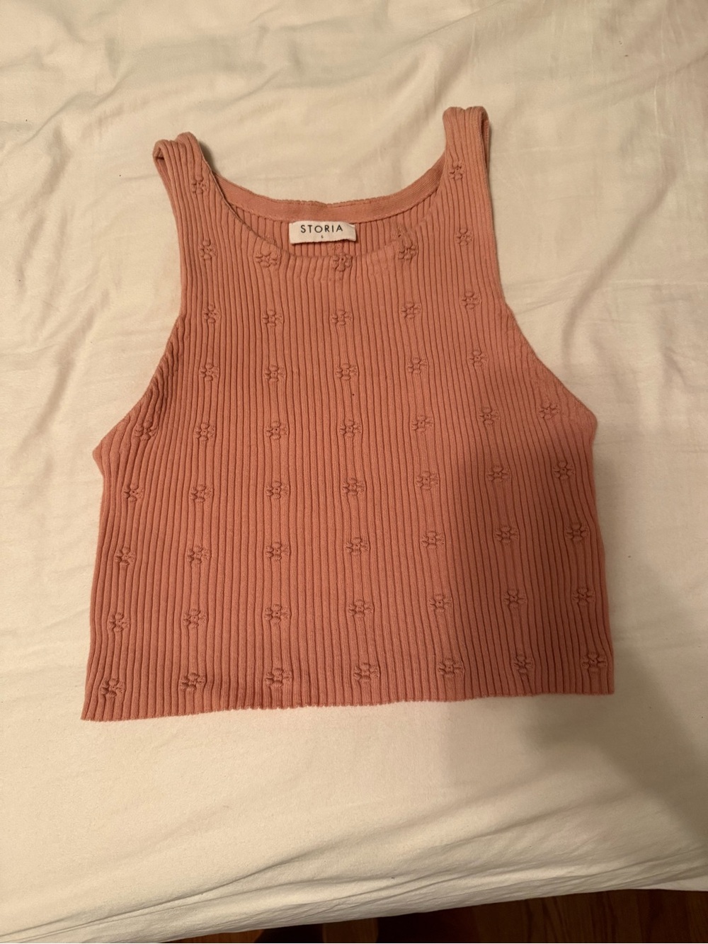 Storia Ribbed Cropped Tank Top in Dusty Rose